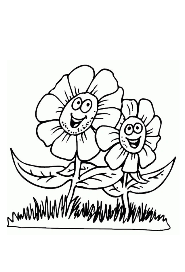 Two singing flowers coloring page